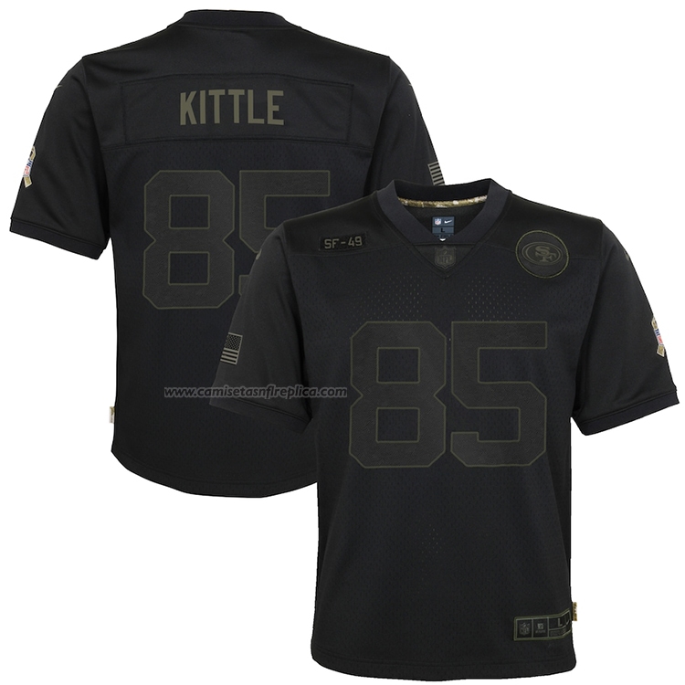 Camiseta NFL Limited Nino San Francisco 49ers George Kittle 2020 Salute To Service Negro